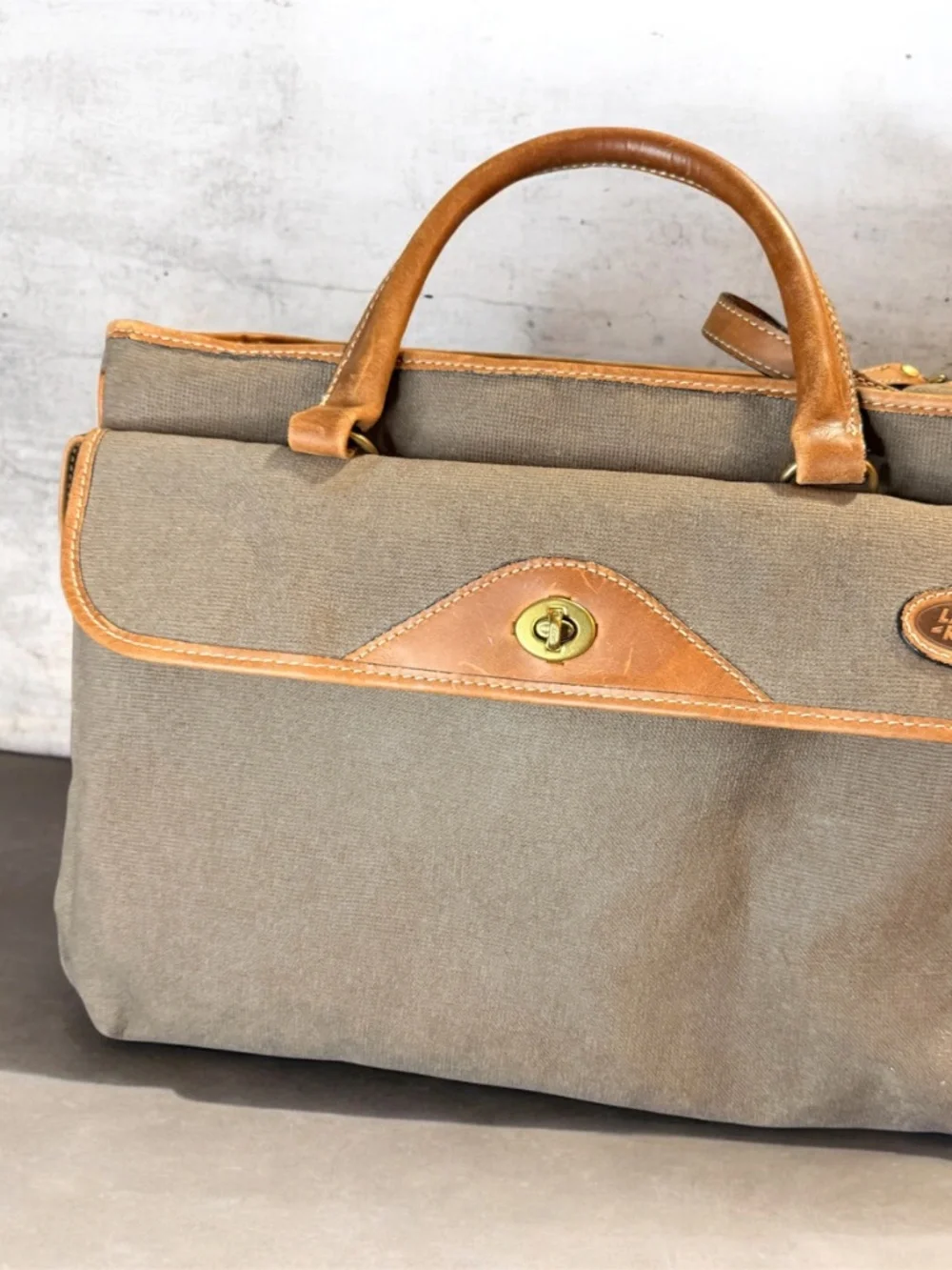 Vintage Land Rover by Holland Brothers Canvas & Leather Briefcase Laptop Messeng